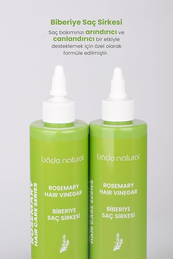 Bade Natural Rosemary Apple Cider Hair Rinse – Clarifying & Revitalizing Scalp Treatment with Aloe Vera, Vitamin B5 – Shine-Boosting Vinegar Hair Rinse for Dandruff & Residue Removal – 8.45 fl