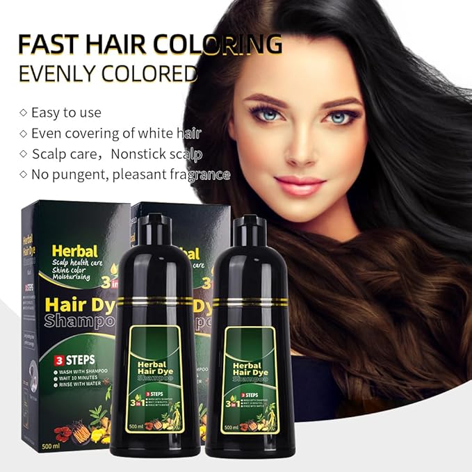 Coffee Hair Dye Shampoo 3 in 1 Herbal Natural Dye Cover Gray, for Women/Men Hair Color for Grey Coverage (Coffee)