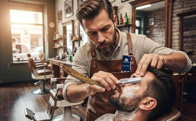 ORGANIM -Stainless Steel Barber Shavette with Handcrafted Wooden Handle - Secure Clip-Type Blade Holder for Precise Grooming Professional Straight Razor for Men(Blades Not Included)