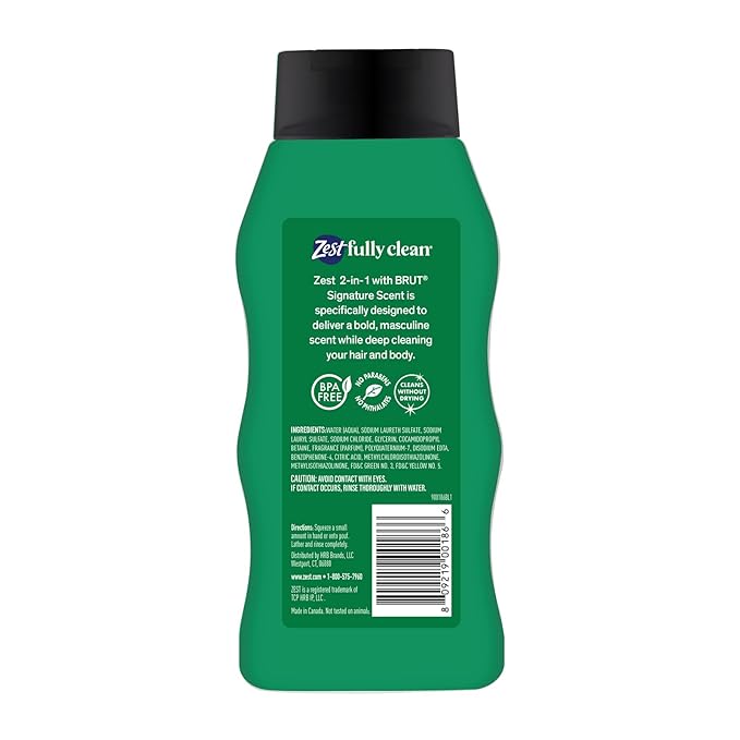 Zest Mens 2-in-1 Body Wash - Body Wash for Men - Cleanses Hair and Body - Refreshing Scent - Hydrating Shower Gel - Ideal for All Skin Types - 2 pc