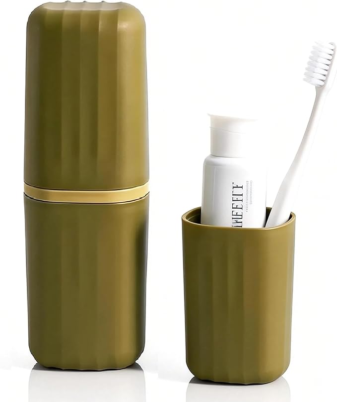 Toothbrush Travel Case, Portable Travel Toothbrush Holder with Rinse Cup, Dustproof Travel Toothbrush Toothpaste Container for Outdoor Camping, Hiking, School, Business Trip