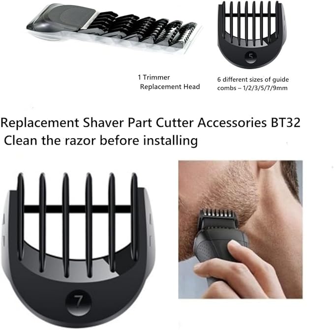 Electric Shaver Trimmer Replacement Head For Braun Series 3,6pcs Comb Trimming Set Suitable for Braun Series 3 Bt32 Styling Attachment Series 3 380s‑4 3040 3045 300s 301s 310s 3000s 3010s 3020s Etc.