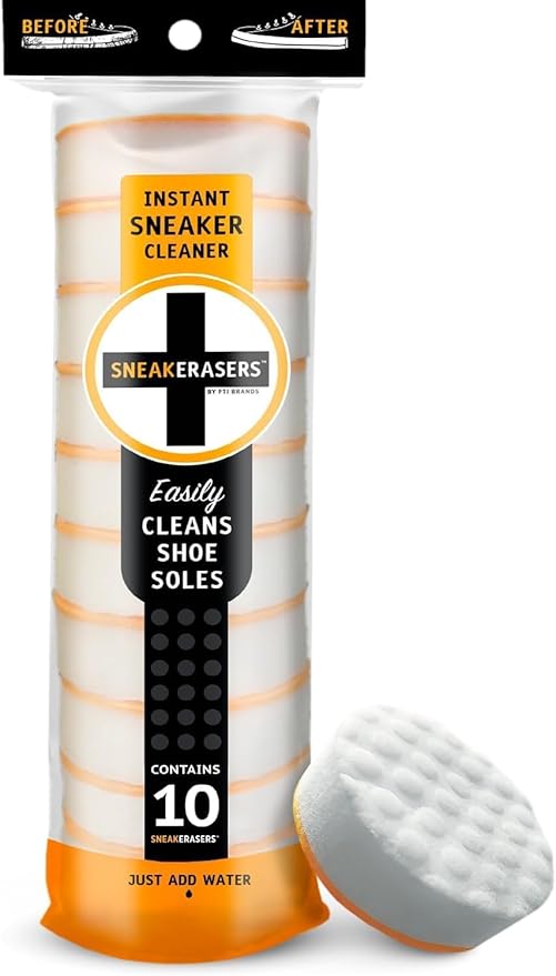 SneakERASERS Instant Sneaker Cleaner, Premium Shoe Cleaning Kit for Sneakers, Dual-Sided Sponges, Effective for Tennis Shoes & Women Men Sneakers, Gentle Rub Design (10 Pack)
