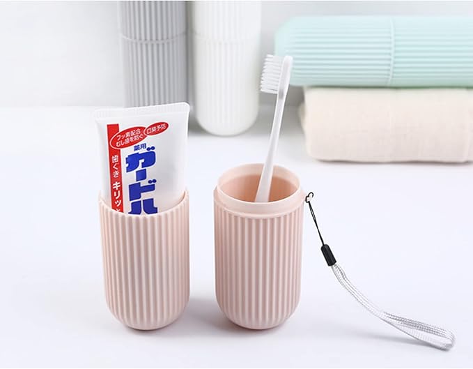 4 Pcs Travel Toothbrush Case Portable Toothbrush Storage Box Toothbrush Travel Containers Wash Cup Holder Organizer for Trips and Daily Use (Green, Grey,Pink,White)
