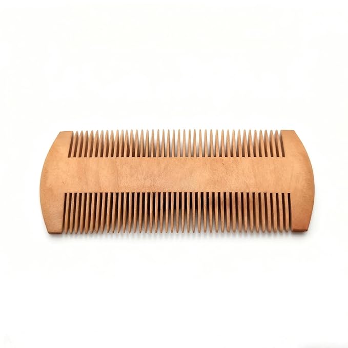 Premium Wooden Beard Comb with Dual Fine & Coarse Teeth, Ideal for Applying Balms & Oils, Pocket-Sized Design for Beards & Mustaches