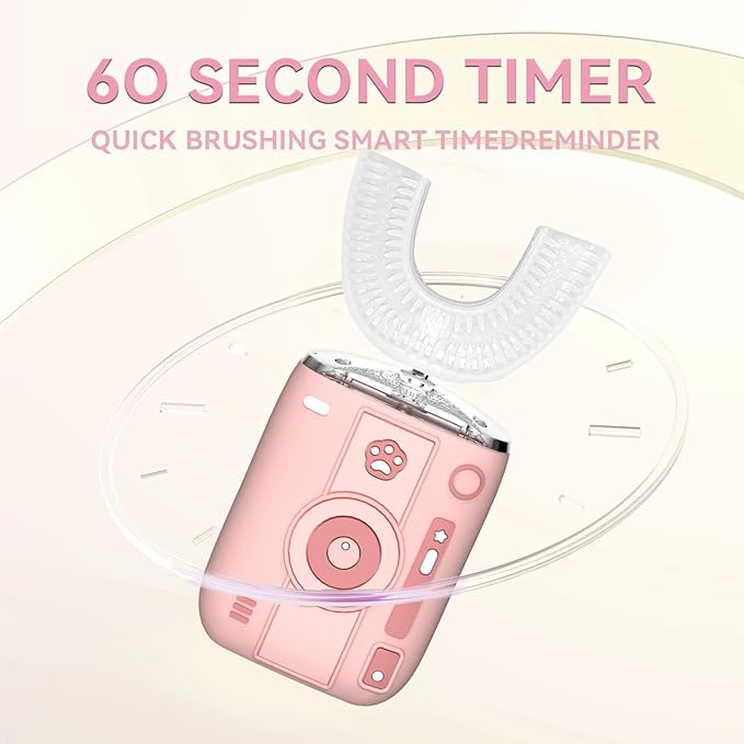 Adult Sonic Automatic Electric Toothbrush, 360° Oral Cleaning Stain Whitening (Pink)