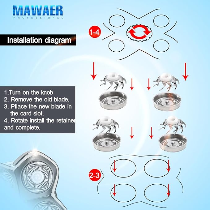 8 PCS Head Shaver replacement Blades for SKULL SHAVER Pitbull Carver PRO 4 Head Electric Razor Replacement head