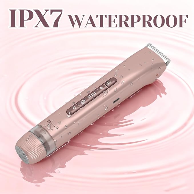 Bikini Trimmer for Women - 2025 New 2-in-1 Dual-Head Electric Shaver,Rechargeable Professional Painless Electric Razors, IPX7 Waterproof Body Hair Trimmer & Facial Hair Remover for Wet & Dry