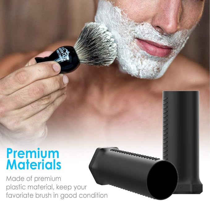 Shaving Brush Travel Case, Shave Brush Holder Stand with Adjustable Height Compatible Most of Shaving Brushes (Brush not Included) (Black)