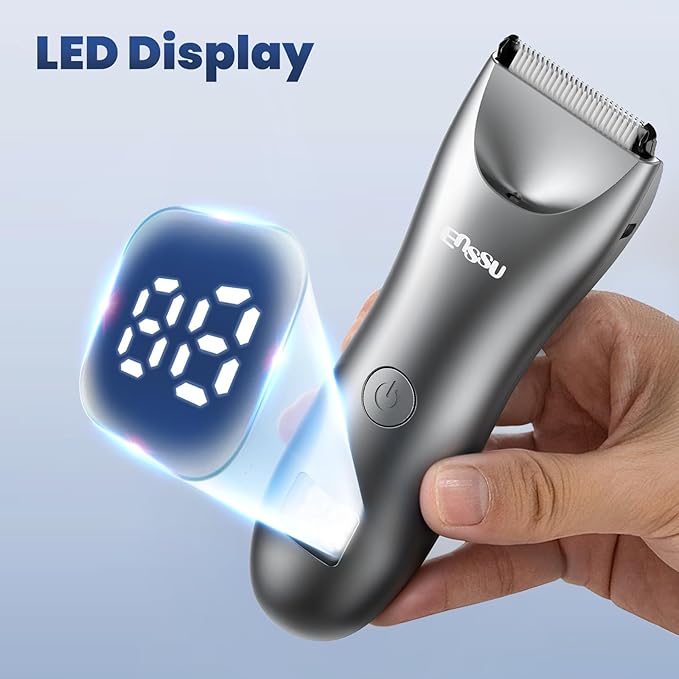 Manscaper for Men with BLADELOCK™, Electric Body Hair Trimmer for Men with LED Spotlight & LCD Display, IPX7 Waterproof Wet/Dry Razor/Shavers for Pubic, Chest, Groin, Legs & Bikini Hair Grooming