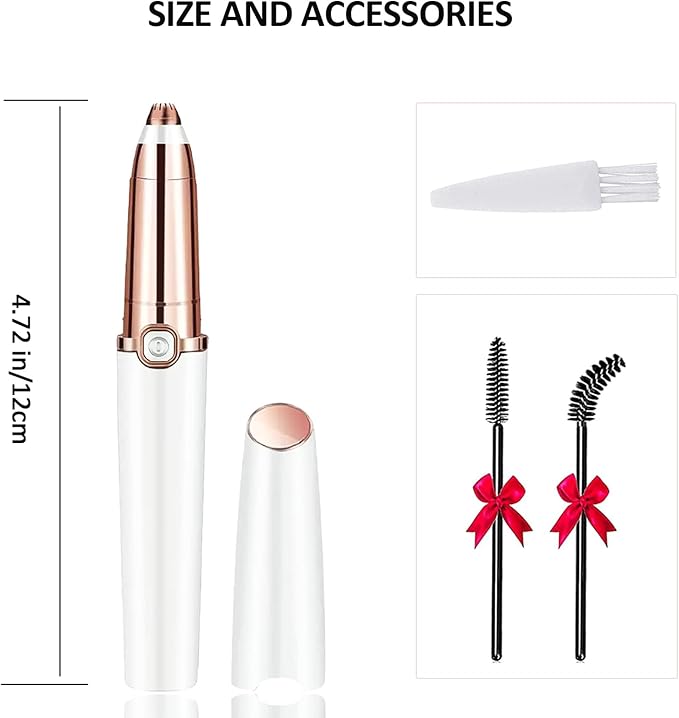 Eyebrow Hair Remover, Upgraded Hair Removal Trimmer, Flawless & Pain-Free Facial Hair Removal for Women & Men, Body Hair Trimmer Personal Groomers for Upper Lips/Nose/Eyebrow/arms/Legs (Pearl White)