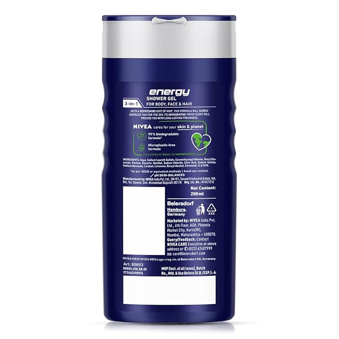 Nivea For Men Energy Shower Gel | 250ml (8.45 Fl Oz)