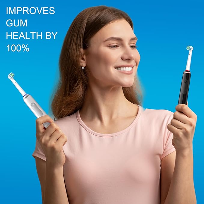 Replacement Toothbrush Heads Compatible with Oral B Pro 1000 Replacement Heads,Braun Replacement Brush Heads Refill for Genius X,Smart 1500,Pro 5000,8 Count,Black
