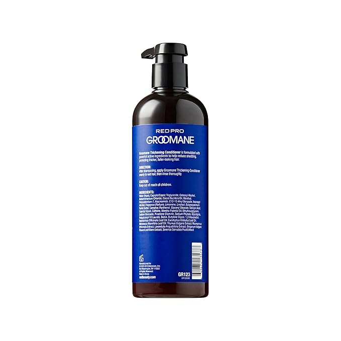 RED Pro GROOMANE Men Hair Conditioner with Biotin & Caffeine, Thickening, Anti-Hair-Loss Care, Moisturizes Scalp, Strengthen, Menthol Cooling, Sulfate- & Paraben-Free, Fuller-Looking Hair