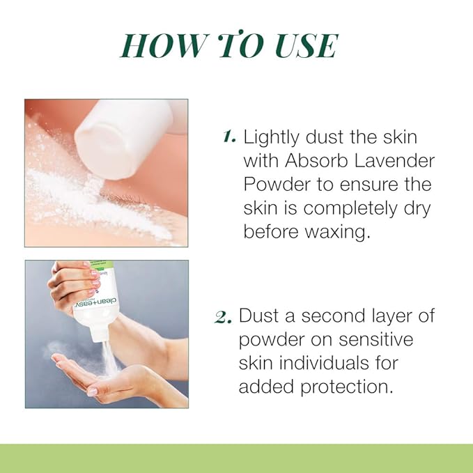 Clean + Easy Absorb Lavender Powder Pre Waxing Treatment | Moisture Absorbent Powder for Hair Removal, 3.5 oz