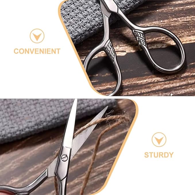 2Pcs Small Stainless Steel Eyebrow Trimming Scissors and Mustache Scissors Set for Men Precision Facial Hair Grooming Suitable for Beard and Eyebrow Maintenance