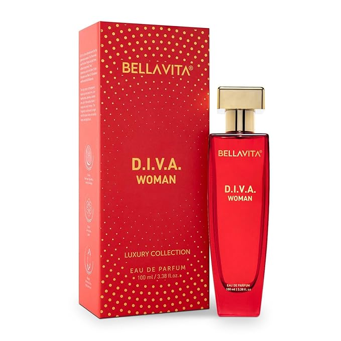 BellaVita Luxury DIVA Eau de Parfum (100ml) Womens | Refreshing perfume for women, Notes of Lemon, African Orange, Freesia, Patchouli, & musk | French Perfume for Women | Cologne & Perfume Gift