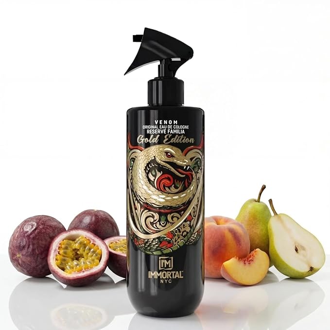 Immortal NYC Venom 'NEW GOLD EDITION', After Shave Spray Body/Face Men's Cologne, 17oz/500ml, Exclusive Barbers, Refreshes, Revitalizes and Relieves Face and Skin, Moisturizing Formula After Shaving