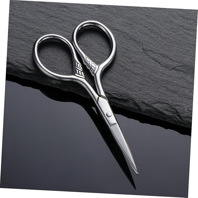 Beaupretty Stainless Steel Mustache Scissors for Men Beard Trimming Durable Rust Facial Hair Shears Precise Grooming Tool with Mirror Polished Silver Finish