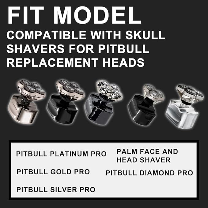 TRAH Shaver PRO 4 Head Replacement Blade Compatible with Skull Shaver Pit-bull Pro - for Pit-bull Silver Gold PRO SX5 & Palm MX5 & Butter-fly Kiss Pro - Bald Men Electric Shavers Accessories