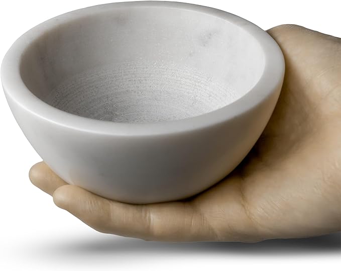 Lather & Wood Marble Shaving Cream Bowl - Premium Stone Holds Heat with Lather Ridges - White