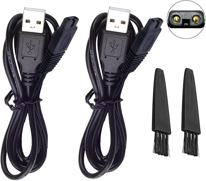 2PCS Shaver Charger for Solo Men's Rechargeable Full Body Hair Trimmer Replacement Electric Shaver Charging Cable 5V USB Charger with Cleaning Brush (2 Packs)