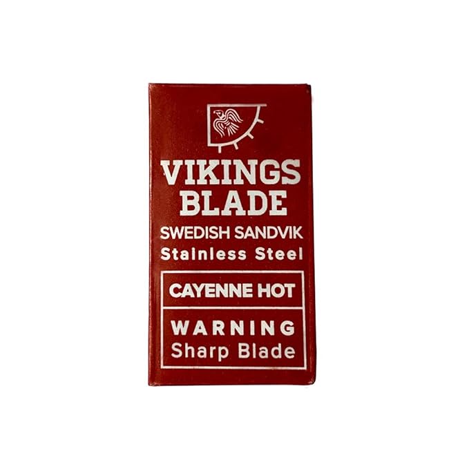 VIKINGS BLADE Double Edge Safety Razor Blades, 50x Blades, Swedish Steel + Platinum Coated, Replacement Razor Blades & Refills (Semi-Aggressive & Safe)