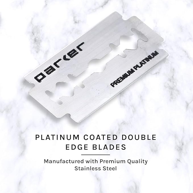 Parker, "The Convertible", Double Edge Safety Razor – Interchangeable Open & Closed Comb Plates, Solid Brass/Chrome 93 g Handle, Customizable Shave from Mild to Aggressive