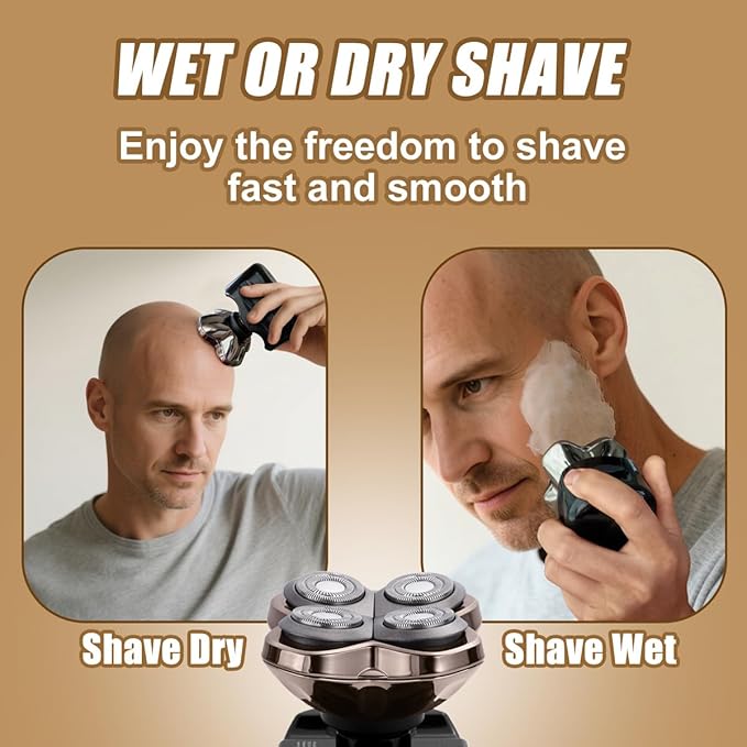 PRO 4 Head Replacement Blades for Skull Pitbull, Palm & Butterfly Kiss Shavers - 4D Floating Rotary Heads for Close and Smooth Shaving - Japanese Stainless Steel Wet & Dry Shaving Blade Head
