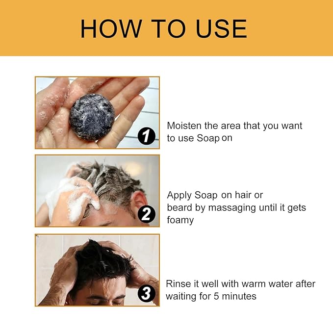 Gray Hair Reverse Bar, Black Hairs Soap For Men & Women, Hydrating & Moisturizing Scalp Care, For Gray Beard & Mane (2)