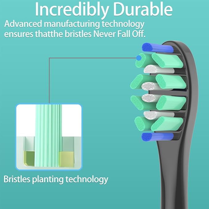 Replacement Heads Compatible with Sonicare Toothbrush, Replacement Brush Head for Philips Sonicare Electric Toothbrush 4100 5100 6100 9900 C2 W3 and More Click-on Handles 12 Black