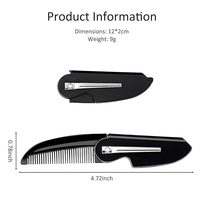 4-Pack Handmade Sawcut Mustache Comb, Best Pocket Folding Comb for Moustaches and Short Beards