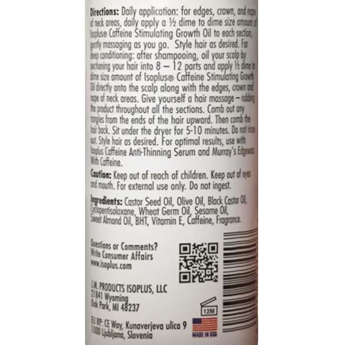 Isoplus Caffeine Stimulator Growth Oil 4 fl oz (Pack of 2)