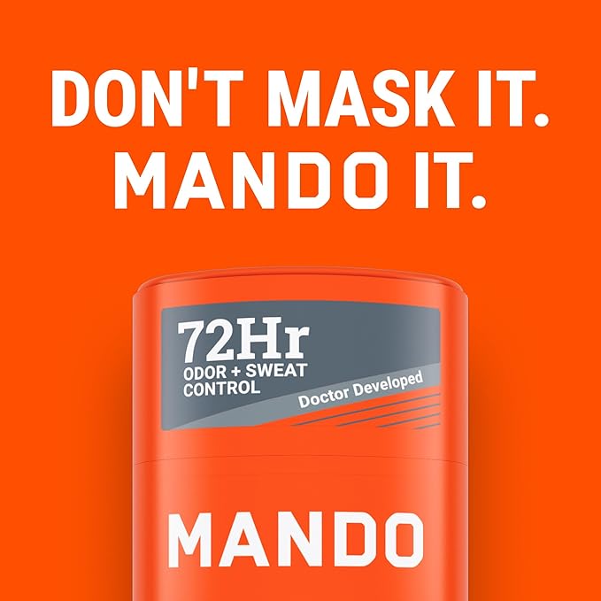 Mando Antiperspirant Deodorant Sweat and Odor Control for Men – Extra Strength Smooth Solid Stick – 72 Hour Performance – Baking Soda Free, Skin Safe – 2.6 oz – Mt Fuji – Pack of 2