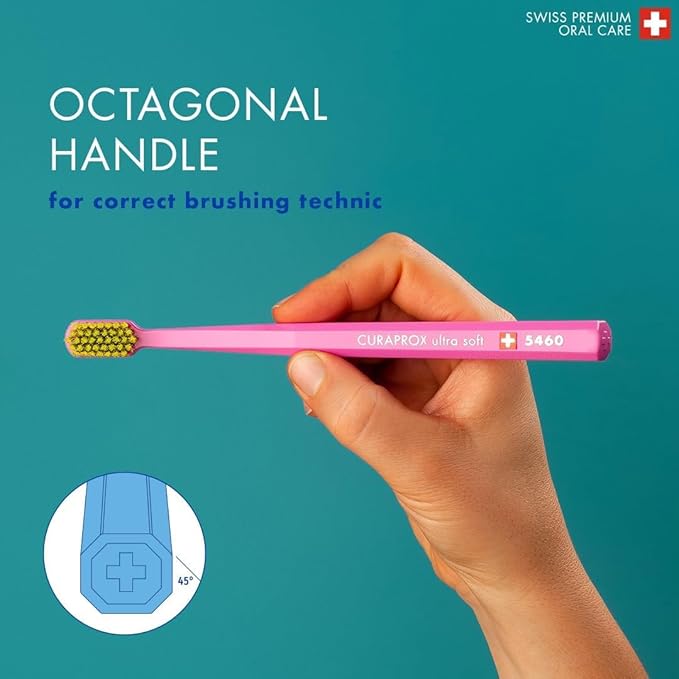 Curaprox CS 5460 Ultra-Soft Toothbrush – for Sensitive Teeth & Gums | Gentle Plaque Removal | 3-Pack |Random Colour