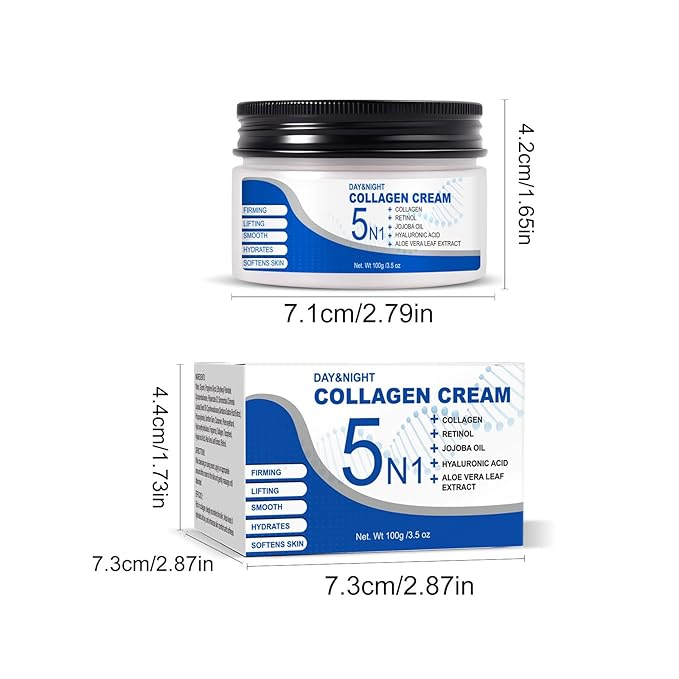 5N1 Collagen Moisturizer with Retinol & Hyaluronic Acid - Deep Hydration Face Cream for Women & Men - Visibly Firms, Smooths Wrinkles, Plumps Skin - Day & Night Cream, 3.5 oz