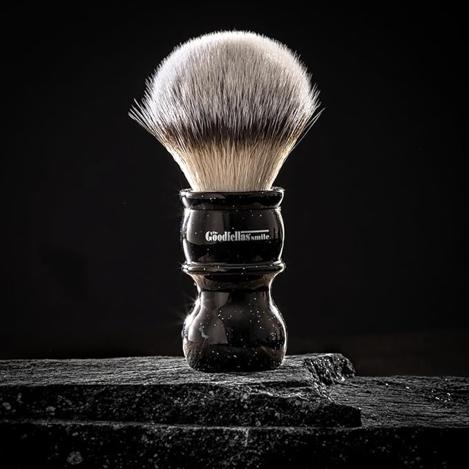 The Goodfellas Smile Synthetic Shaving Brush (Blue Galaxy), Oversized 26 mm Brush Knot for a Fabulous Lather