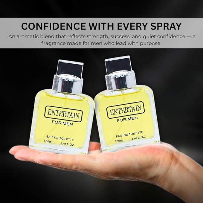 Cologne for Men 2-Pack – Entertain for Men Duo – Lavender, Lemon, Sage & Sandalwood Notes – Fresh, Woody, Masculine, Long-Lasting Eau de Parfum Set 2 × 3.4 fl oz