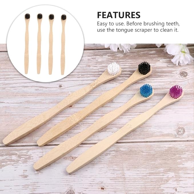 HEALLILY Tongue Cleaner 4Pcs Set Tongue Scraper and Cleaning Brush Oral Tools for Fresh Breath and Effective Bad Breath Removal Lightweight Portable 7.44In Length