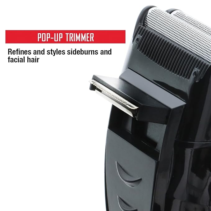 Barbasol Rechargeable Electric Foil Shaver with Stainless Steel Blades and Pop Up Trimmer
