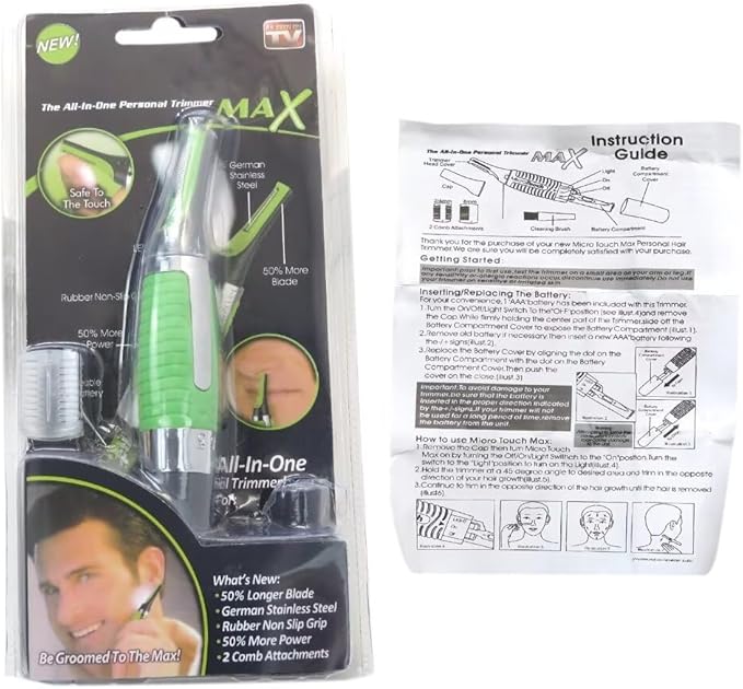 USonline911 2025 New Hair Trimmer Shaver Clipper for Men Women Ear Neck Eyebrow Trimmer Shaver Man Clean Trimer Razor & 2X Comb Attachments &1x Cleaning Brush (Green)