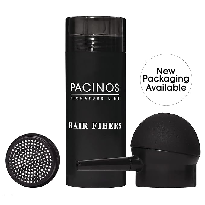 Pacinos Hair Fiber Kit - Conceal Thinning Hair Instantly with Fiber Hold Spray - Black