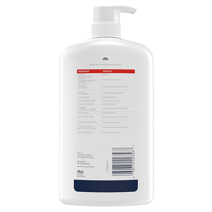 Ivory Body Wash, Designed for the Whole Family, Gentle Formula, Free of Dyes Heavy Perfumes, Parabens & Phthalates, Sunshine Spritz Scent, 35 oz