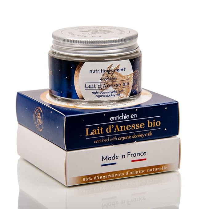 Maison du Savon de Marseille – Night Face Cream Moisturizer for Women and Men - Facial Hydrating Smoothing Skin Care with Organic Donkey Milk - 1.69 Fl oz jar