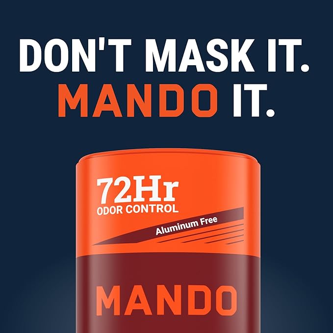 Mando Whole Body Deodorant For Men - Smooth Solid Stick - 72 Hour Odor Control - Aluminum Free, Baking Soda Free, Skin Safe - 2.6 Ounce (Pack of 2) (Bourbon Leather & Pro Sport)