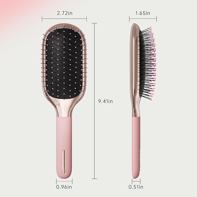MELBANG Paddle Hair Brush(Soft Bristles) – Pink Hair Brush for Women & Men, Adults & Kids, Ideal for Thin, Damaged Hair, Wet & Dry Use, Detangling & Smoothing Brush