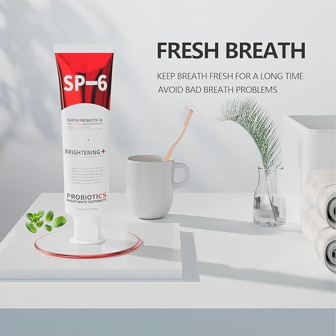 Sp-6 Probiotic Whitening Toothpaste, Sp-6 Ultra Whitening Toothpaste, with a Fluoride Free, Fresh Breath and Mint Flavored Enhancement Formula, Beneficial for Oral Health! 3pc (3)