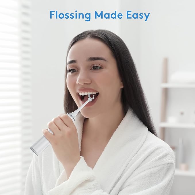 Electric Flosser for Teeth | 3-in-1 Water Dental Floss & Toothbrush & Water Flosser with 4 Modes,Cordless Power Flossers with 50 Replacement Heads for Adults (White)