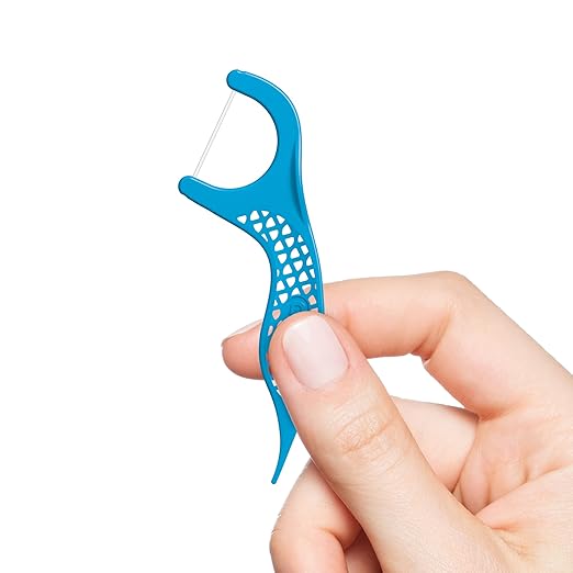 GUM Advanced Care Floss Picks - Dental Flossers for Adults with Vitamin E and Fluoride - Extra Strong Shred-Resistant Dental Floss, Easy Grip Handle, Fresh Mint Flavor, 150 Count