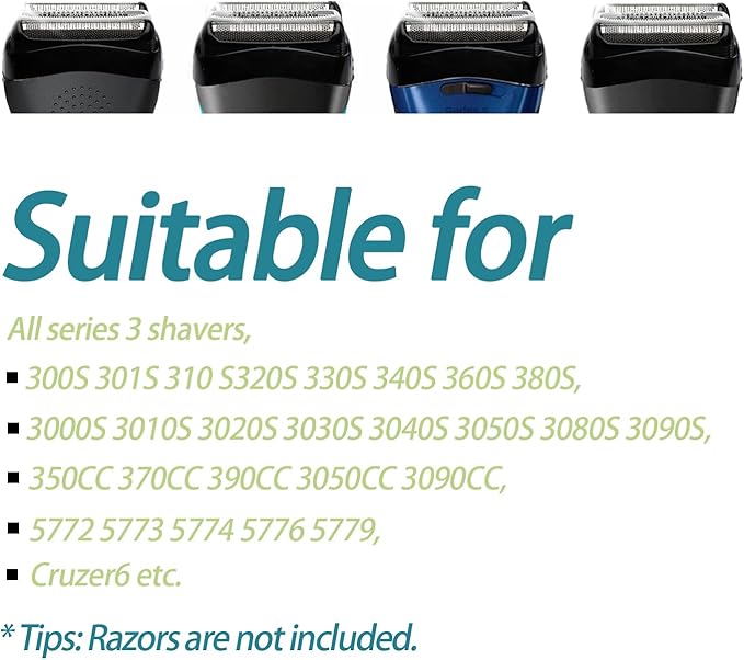 21B S3 Wet and Dry Replacement Heads for All Series 3 Electric Shavers 3040s 300s 310s 3080s Models, Compatible with Shaver Part 21B, for 21b Foil & Cutters Razor Accessories.